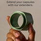 Cadence Extender - Add On to Any Flex Magnetic Containers with Lids,Extension to Travel Bottles for Toiletries - Carry On Travel Essentials For Women/Men - Adds Additional 1.43 fl oz - 3pk, Eucalyptus