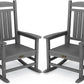 SERWALL Outdoor Rocking Chair Set of 2, HDPE Patio Rocking Chair All-Weather Porch Rocker for Balcony, Yard, Gray