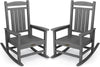 SERWALL Outdoor Rocking Chair Set of 2, HDPE Patio Rocking Chair All-Weather Porch Rocker for Balcony, Yard, Gray