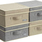 YueYue 4 Pack Small Fabric Storage Box with Lids, Foldable Linen Storage Box with Lids 4 Pieces Gray&Linen Set 12.4in/12in/6.7in