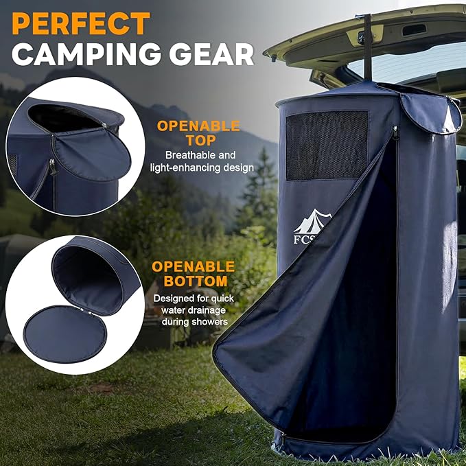 Portable Changing Tent, Easy Set-up Shower Tent for SUV with Suction Cups and Buckles, Instant Privacy Dressing Room with Carry Bag for Camping, Shower, Beach and Toilet Stall