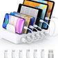 Charging Station for Multiple Devices Apple, CREATIVE DESIGN 50W Multi Charger Station with 6 USB Ports & 6 Cables, Charging Dock for Apple Android Phone iPad Kindle Tablet and Other Electronic