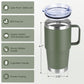 HASLE OUTFITTERS 20oz Tumbler Bulk with Lid, Stainless Steel Tumbler Bulk with Handle, Metal Insulated Travel Coffee Mug Set with Handle, Double Wall Vacuum Leak Proof Tumbler Cup, Amy Green 6 Pack