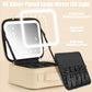 Makeup Travel Train Case with Mirror LED Light 3 Adjustable Brightness Large Cosmetic Bag Portable Storage Adjustable Partition Waterproof Makeup Brushes Make up Jewelry Gift for Women