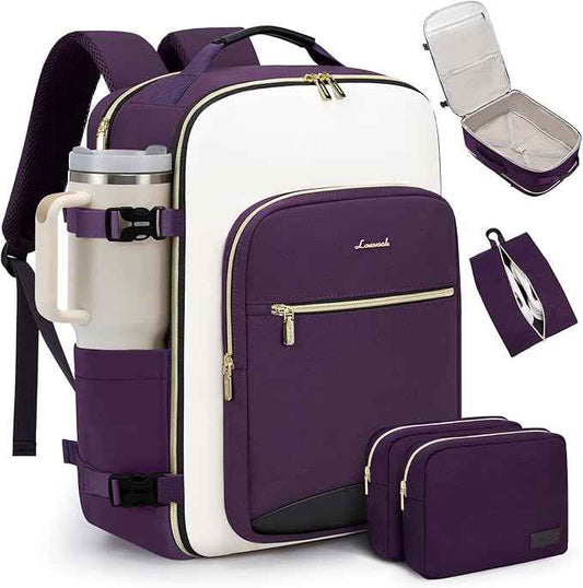 LOVEVOOK 40L Travel Backpack for Women & Men, Airline Approved Carry On Luggage with 3 Packing Cubes, TSA Overnight Bags, Waterproof Personal Item Bag, Weekender Essentials Backpacks fits 17" Laptop