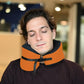 C CUSHION LAB Travel Pillow, Award-Winning Patented Ergonomic Design for Chin & Neck Support Memory Foam Neck Pillow, Compact Airplane Pillow for Traveling, Flight, Car (Dynamic Orange, Large)