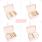 2 Layer Portable Jewelry Box, Large Jewelry Travel Case with 4 Jewelry Pouches, Medium Size Jewelry Organizer Box for Earrings, Necklaces, Bracelets (light pink)