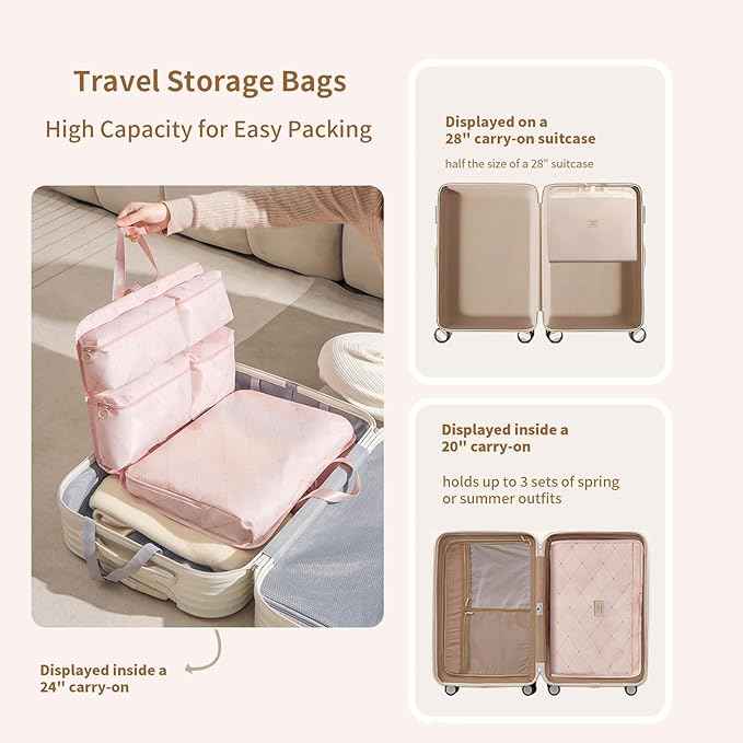 7-in-1 Travel Storage Bag, Foldable Hanging Packing Cube with Compartments for Clothes, Gray