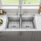 KRAUS Fairlane 33-inch Drop In/Top Mount Double Bowl 18-Gauge Stainless Steel Kitchen Sink, KHT632-33