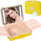 Kalolary Travel Makeup Train Cases with Lighted Mirror 3 Color Setting, Makeup Bag Cosmetic Case Organizer Adjustable Brightness Portable Makeup Storage Box with Detachable 5X Magnifying Mirror Yellow