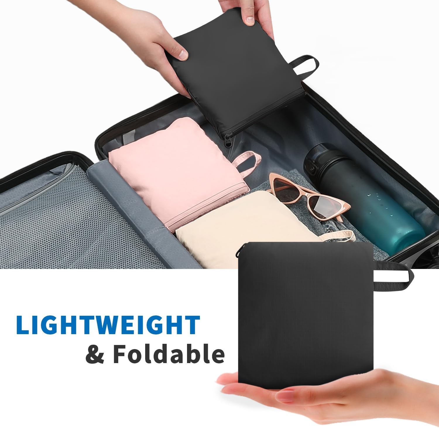ZOMFELT Hiking Backpack for Women Men, 15L Lightweight Packable Backpack for Trip, Water Resistant Small Travel Backpacks, Foldable daypack for Hiking, Walking, Cycling, Camping, Black - Roamly