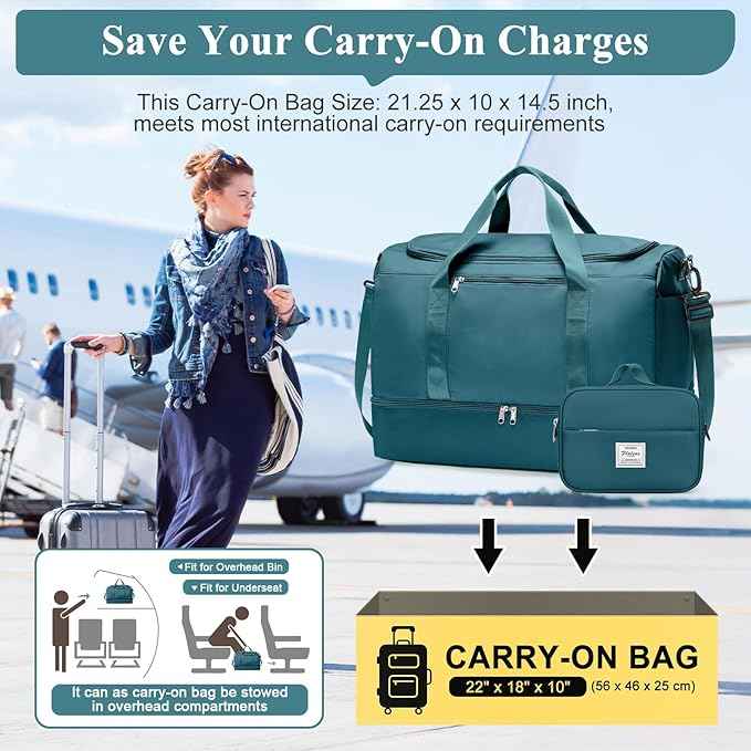 Extra Large Travel Duffle Bag,Carry on Overnight Weekend Bag with Shoes Compartment,Weekender Bags for Women for Travel Business Trips Sport Hospital