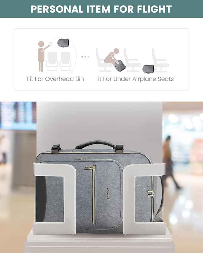 LOVEVOOK Travel Backpack for Women & Men 50L,Airline Approved Carry On Backpack Travel Essentials,TSA Carry on Luggage,Waterproof Personal Item Travel Bag,Suitcase with 3 Packing Cubes,Gray-Black