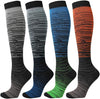 Kickticks 4 Pairs Compression Socks for Woman & Man Unisex 20-30mmHg Knee high Plus Size Wide Calves for Flying Running…