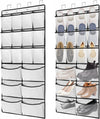 2 Packs Over the Door Shoe Organizer, 36 Large Mesh Pockets Hanging Shoe Boots Rack Holder, Closet Hanging Organizers for Storage Sneakers High Heeled Shoes Slippers (White)