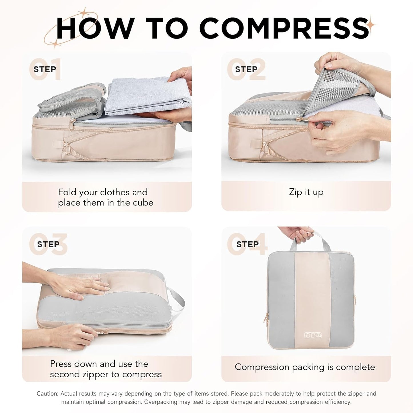 10 Set Compression Packing Cubes for Travel Women Mom,OlarHike Luggage Clothes Storage Gifts for Travelers,Airplane/Cruise/Car/Train Travel Essentials,Compressible Expandable Saver Space Bags(Beige) - Roamly