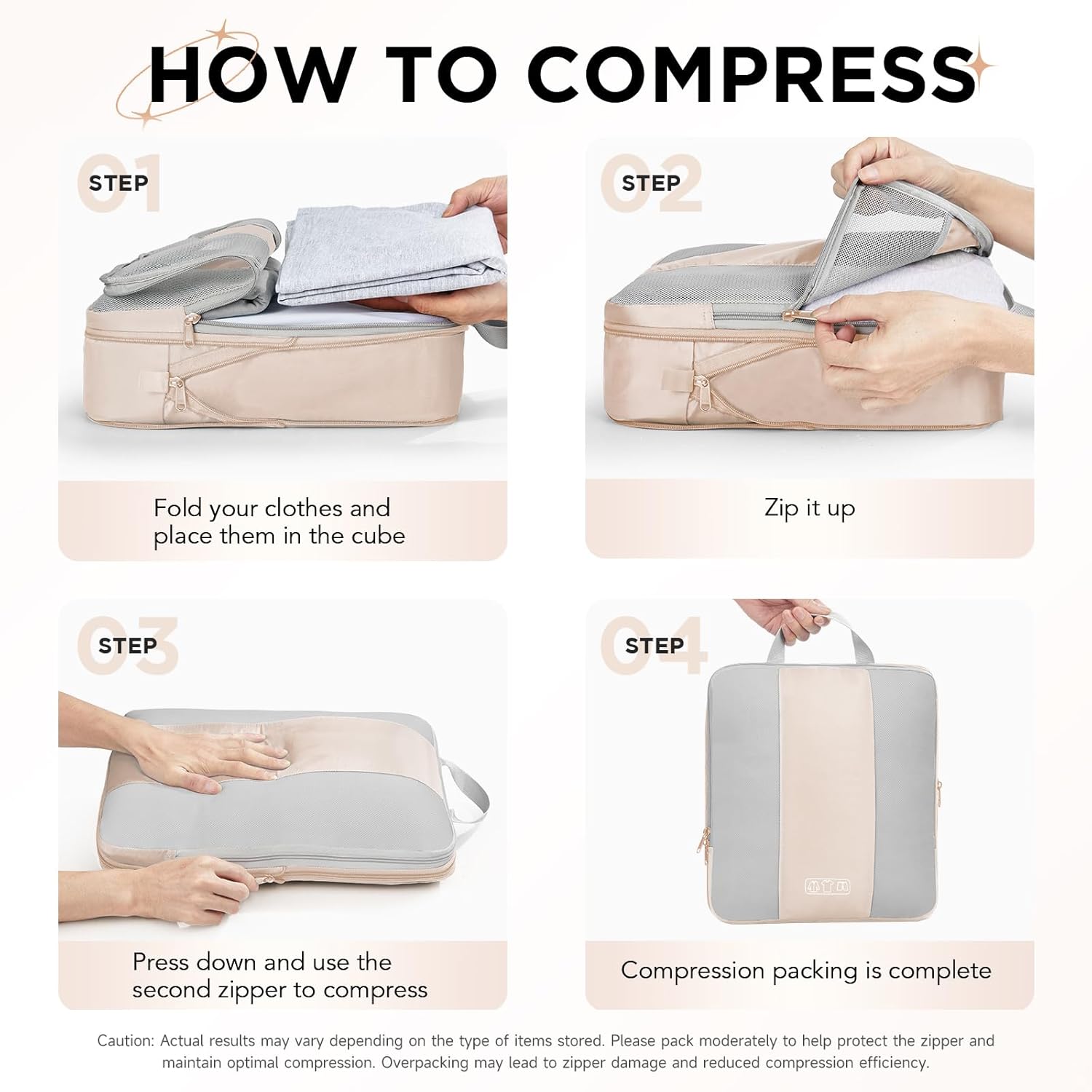 10 Set Compression Packing Cubes for Travel Women Mom,OlarHike Luggage Clothes Storage Gifts for Travelers,Airplane/Cruise/Car/Train Travel Essentials,Compressible Expandable Saver Space Bags(Beige) - Roamly