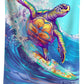 WZOMT Microfiber Turtle Beach Towel Oversized, Funny Sea Turtle Surfing Blue Ocean Pool Towel, Quick Dry Animal Print Bath Towel, Soft Absorbent Towels for Swim Travel Yoga Sports 32x52 Inch