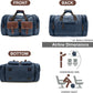 Wildroad 50L Travel Duffel Bag, Expandable Canvas Genuine Leather Duffle Bag Upgraded Overnight Weekender Carry on Bag (Navy Blue, Large-50L) - Roamly