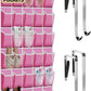 Over the Door Shoe Organizer with 30 Breathable Mesh Pockets - Large Capacity Closet Storage for Men & Women, Hanging Shoe Rack Organizer -Pink