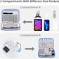 Electronics Organizer - Travel Cable Organizer Bag, Water Resistant Double Layers Pouch for Cord, iPhone, iPad Mini - Gift for Men Electronic Accessories Storage Case with 5 Cable Ties, Blue