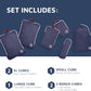 Large Compression Packing Cubes 6 Piece Set for Travel with Lightweight Laundry Bag for Carry-On Suitcase by TRIPPED Travel Gear (Navy) - Roamly