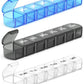 Extra Large Pill Organizer 3 Pack, XL Pill Box 7 Day, Weekly Pill Case with Large Capacity, Jumbo Organizer, BPA Free (Black+White+Blue)