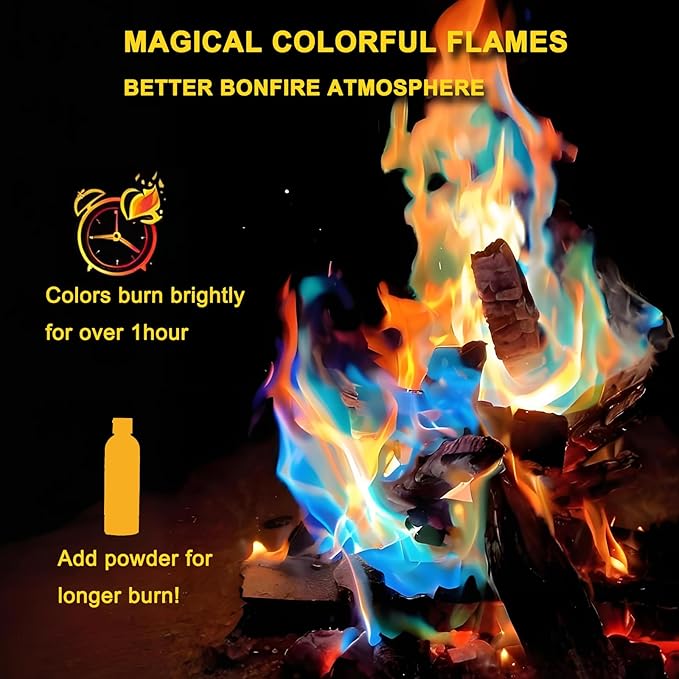 Magical Flames Fire Color Changing Packets for Fire Pit (7.05oz) - Flame Color Changer Packets for Campfires, Indoor/Outdoor Fireplace & Bonfires, Camping Essentials with Rainbow Magic Flames 1 Bottle