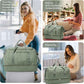 Extra Large Travel Duffle Bag,Carry on Overnight Bag with Shoes Compartment,Weekender Bags for Women for Travel Business Trips Sport Hospital,3 Pcs Set,Green