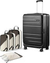 LUGGEX Checked Suitcase Top Opening, FLT and Travel Packing Cubes Bundle – Travel Essentials (FX-Lite, 30 Inch, 105L-115L)
