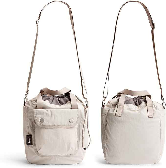 Bellroy Cinch Bucket Bag (compact 9 liter lightweight crossbody bag with external organization, internal zip pocket, adjustable shoulder strap, and adapts to be carried three ways) - Oat