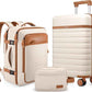 UKEIN Luggage Sets 3 Piece, PC Hardside Carry On Luggage 28 Inch With Spinner Wheels with TSA Lock, Carry On Suitcase Set With Travel Backpack for Men (Beige, 3 piece set (28inch))