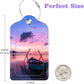 Set of 2 Luggage Tags Sea and Boat at Sunset Leather Suitcases Tag with Privacy Cover Stainless Steel Loop and Address Card for Women Men Travel