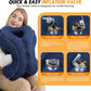 Inflatable Travel Pillow,Multifunction Travel Neck Pillow for Airplane to Avoid Neck and Shoulder Pain,Support Head,Neck,Used for Sleeping Rest, Airplane and Home Use,with Eye Mask, Earplugs,Blue