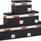 GhvyenntteS Extra Large Storage Bins with Lids, Foldable Fabric Storage Boxes with Lids and 3 Leather Handles, Storage Baskets with Label Window (6 Pack, Black, 15.75" x 11.8" x 10.2")