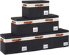 GhvyenntteS Extra Large Storage Bins with Lids, Foldable Fabric Storage Boxes with Lids and 3 Leather Handles, Storage Baskets with Label Window (6 Pack, Black, 15.75" x 11.8" x 10.2")