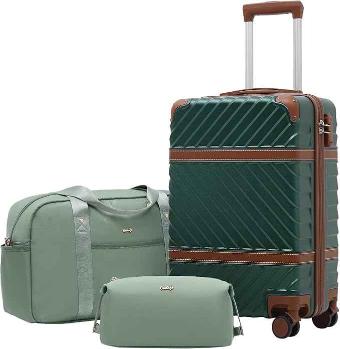 Coolife Luggage Set Suitcase Carry On Luggage PC Hardshell Luggage TSA Lock Spinner Wheels Telescopic Handle