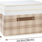 TYEERS Collapsible Storage Bins with Lids, Patchwork Design, Washable, Fabric Storage Boxes, 14.9x9.8x9.8 inches, 5 Pack, Camel Tan