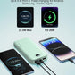 Portable Power Bank, 12000mAh 22.5W Phone Charger with Built-in Cables and Wall Plug, USB C Fast Charging Battery Bank with Smart LED Display, External Battery Pack for iPhone, iPad, Samsung etc Green