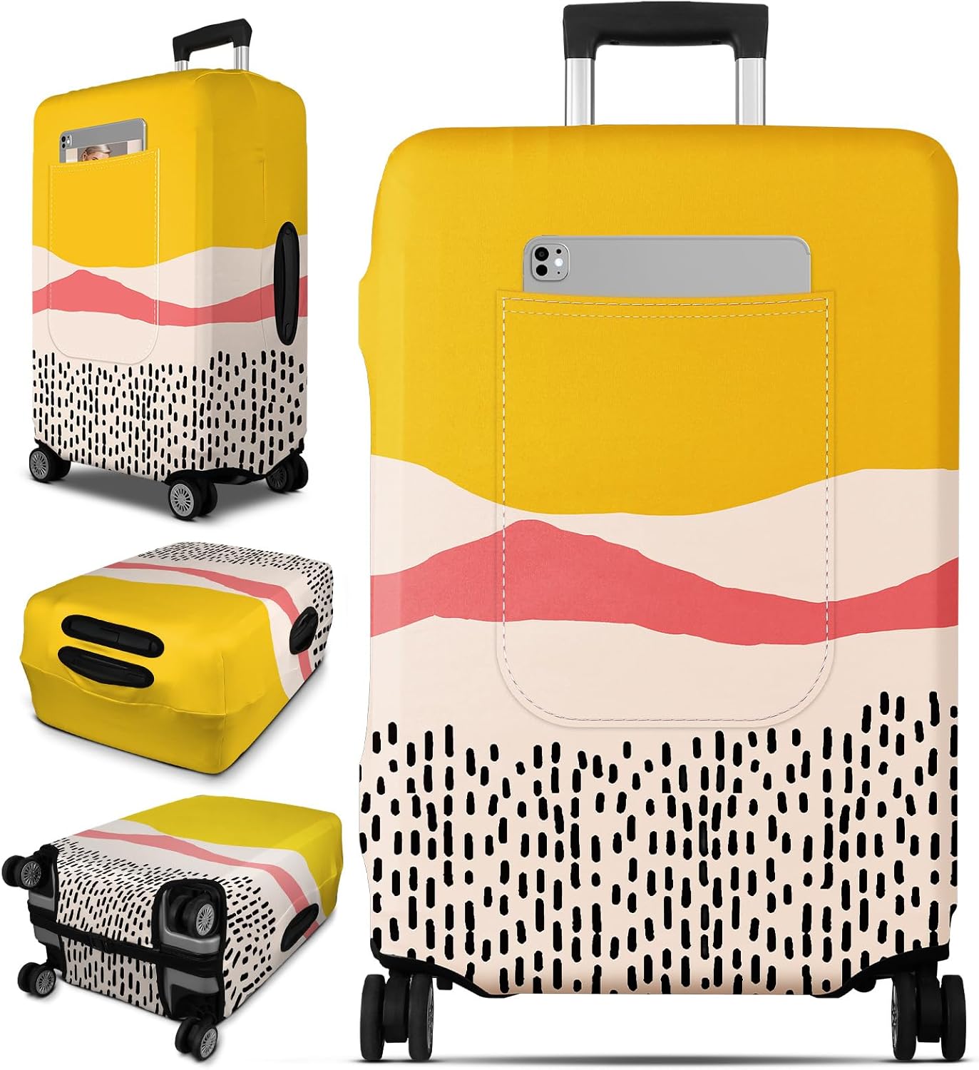 Slohif Luggage Cover for Suitcase Tsa Approved Protector - Luggage Sleeve Large Suit Case Cover Travel Stretch Baggage Case Protective Washable Fit 22-24 Inch Patchwork S