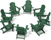 SERWALL Adirondack Chair with Cup Holders - Composite Adirondack Chairs Set of 8 HDPE Outdoor Chairs All Weather Use- Green