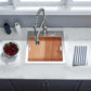 Kitchen Sink, 15 x 15 x 10 inch Small Bar Prep Sink 16 Gauge Stainless Steel Drop Single Bowl Workstation with Cutting Board