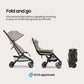 Mompush Velo Lightweight Travel Stroller – One-Hand Fold, Ultra-Compact & Airplane Friendly, Lie-Flat Recline Seat (from Birth to 50 lbs), Includes Cup Holder, Shoulder Strap, and Leather Bumper Bar