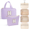 YOOLIFE Travel Toiletry Bag for Women - Hanging Toiletry Bag, Personalized Initial Toiletry Bags for Traveling Women, Portable Travel Toiletry Bag for Toiletries, Cosmetics - Letter H,Purple
