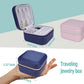 【2 Pack】 PU Leather Travel Small Portable Mini Travel Jewelry Organizer for Rings Necklaces Earrings and Lipstick Color Blue and Pink