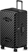 LUGGEX Trunk Luggage,KVT Expandable PC Hard Shell Large Checked 30 Inch Suitcase with Shock - Absorbing Wheels & TSA Lock(EX-Pro,Black,30 inch,115L - 125L)
