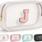 YOOLIFE Initial Make Up Bag Travel Toiletry Bag, Clear Makeup Bag Preppy Cosmetic Bags Organizer Travel Essentials Gifts for Women Teen Girlfriend Teacher Mom Brithday Mothers Day Gifts, Large, White