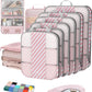 10 Set Compression Packing Cubes for Travel Essentials,Compressible Expandable Packing Cubes for Suitcase,OlarHike Luggage Organizer Bags for Travel,Handy Helper for Organizing Clothes(Pink Stripped) - Roamly