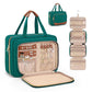 Wedama Toiletry Bag for Women, Hanging Travel Toiletry Bag with Jewelry Organizer Compartment Large Makeup Bag, PVC Waterproof Cosmetic Travel Bag Trips Camping Bathroom, Green+Brown - Roamly