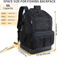 Fishing Backpack with Rod Holder, Heavy Duty Fishing Bag with Waterproof Bottom, Tackle Backpack Gifts for Man Woman-Black